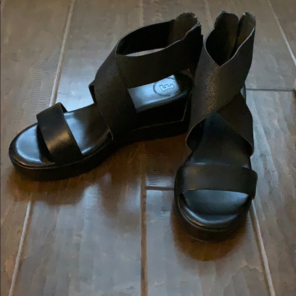 French Connection black platform sandals